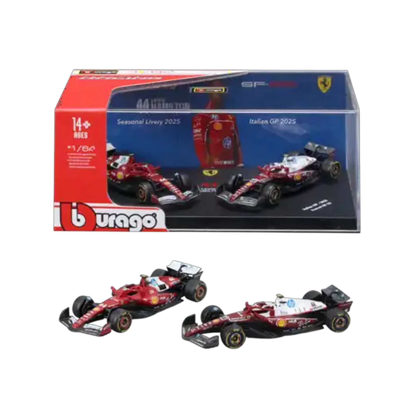 Image of Bburago F1 Ferrari Hard Case 1:64 Scale 2-Pack (Lewis Hamilton)