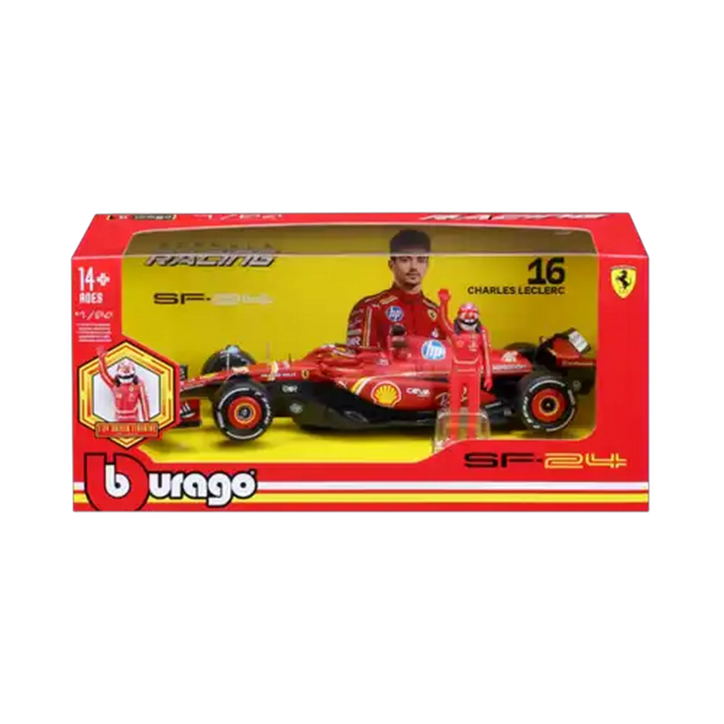 Image of Bburago F1 #16 Ferrari Racing SF-24 2024 With Driver Figurine 1:24 Scale (Charles Leclerc)