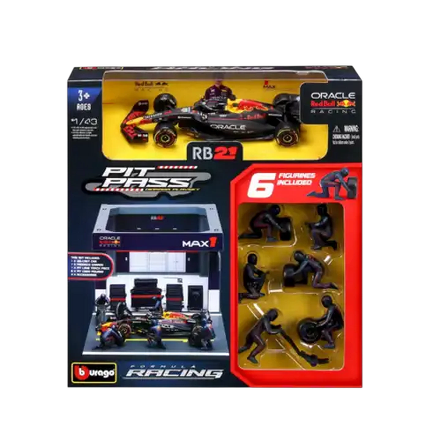 Image of Bburago F1 Pit Pass #1 Oracle Red Bull Racing RB21 1:43 Scale (Max Verstappen)