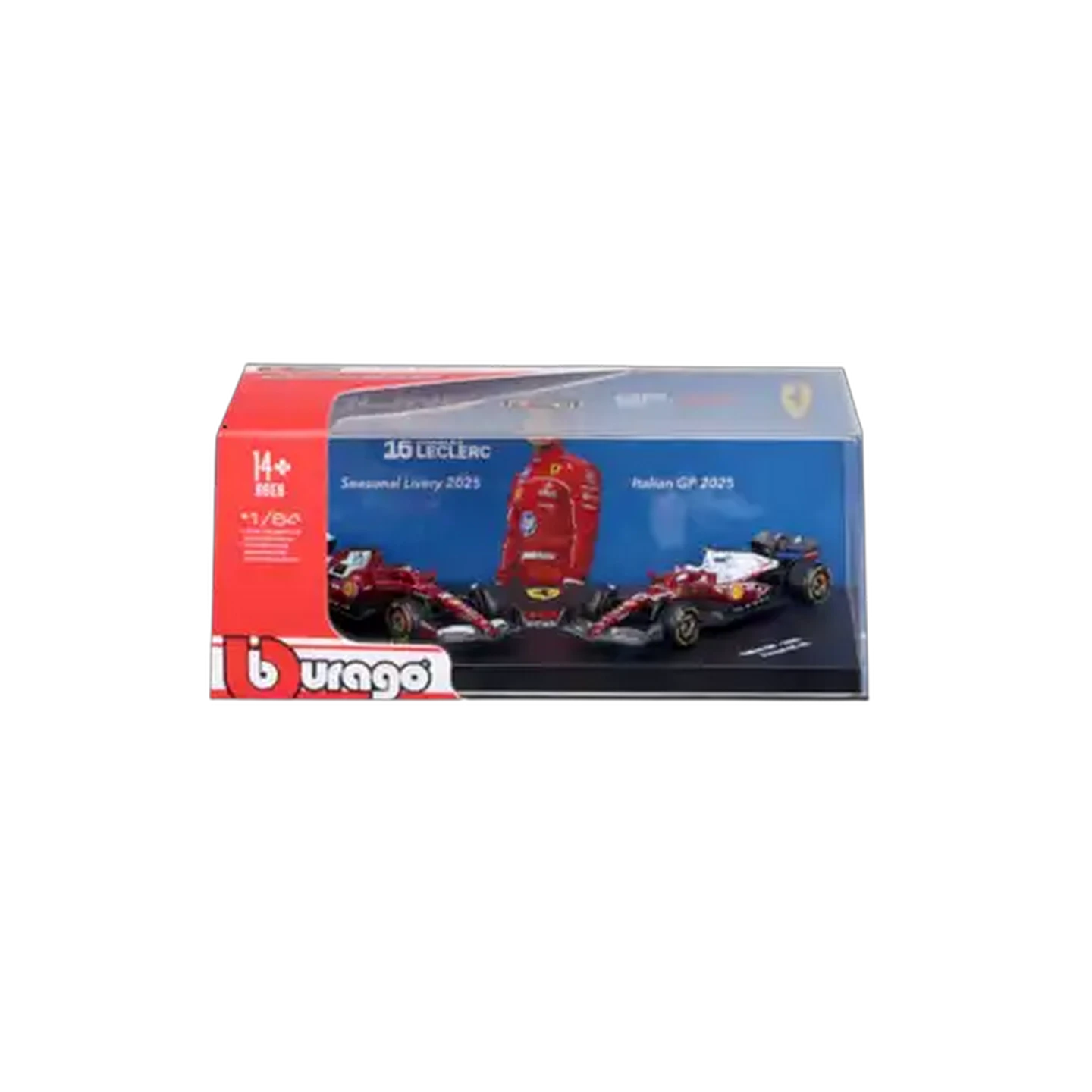 Image of Bburago F1 #16 Ferrari Hard Case 1:64 Scale 2-Pack (Charles Leclerc)