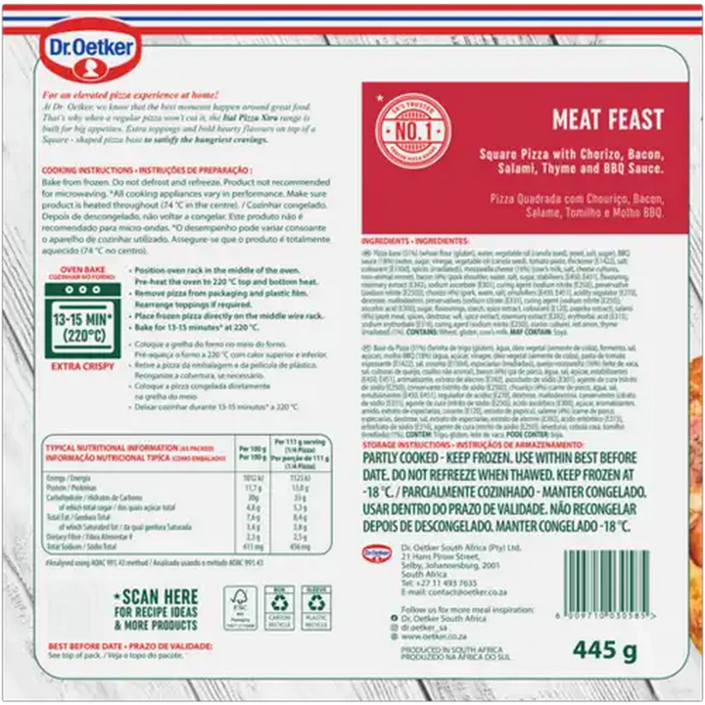 Image of Dr. Oetker Ital Pizza Frozen Meat Feast Pizza 445g 