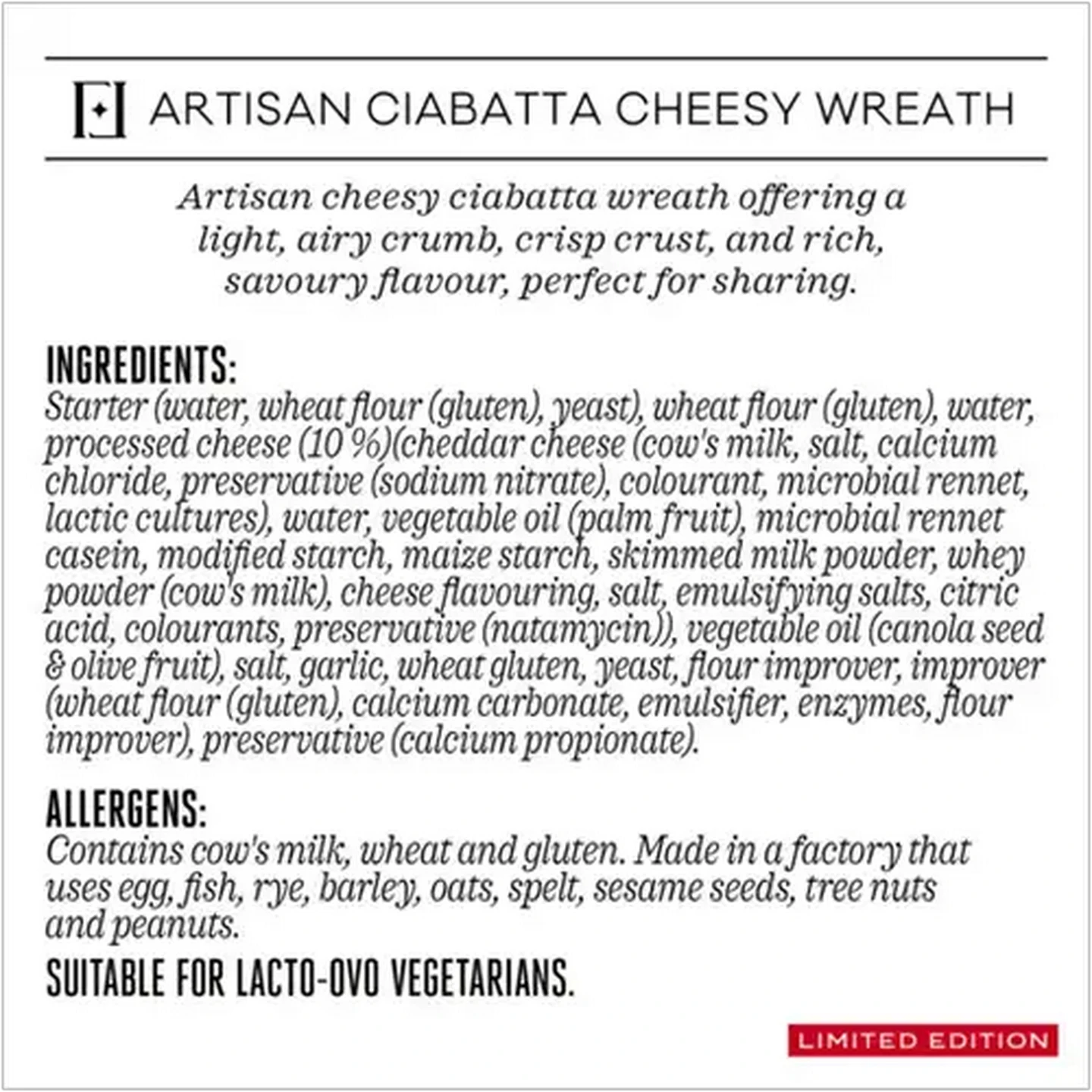 Image of Forage And Feast Limited Edition Artisan Ciabatta Cheesy Wreath 380g 