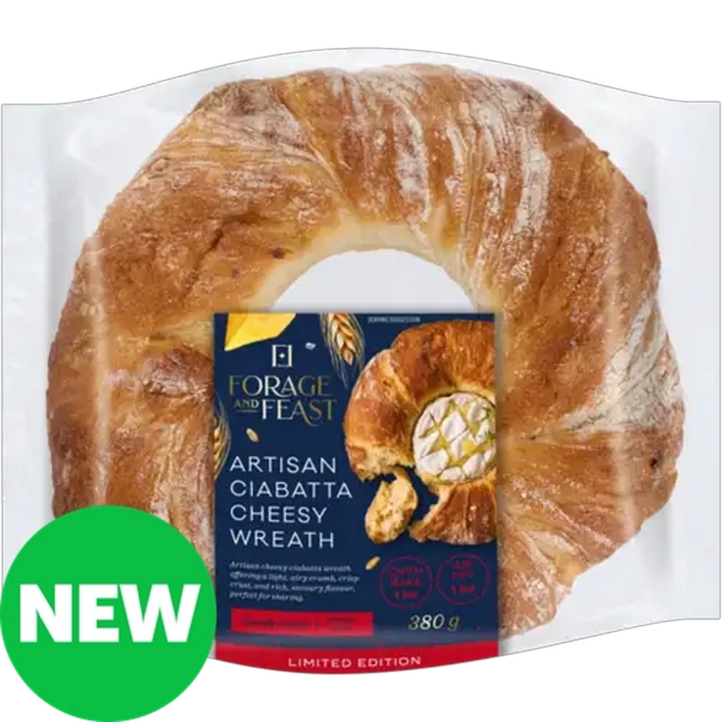 Image of Forage And Feast Limited Edition Artisan Ciabatta Cheesy Wreath 380g 