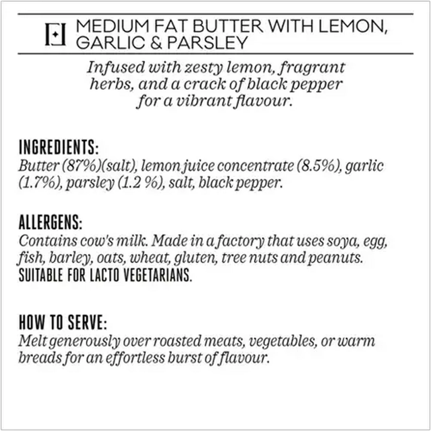 Image of Forage And Feast Medium Fat Butter with Lemon, Garlic & Parsley 160g 