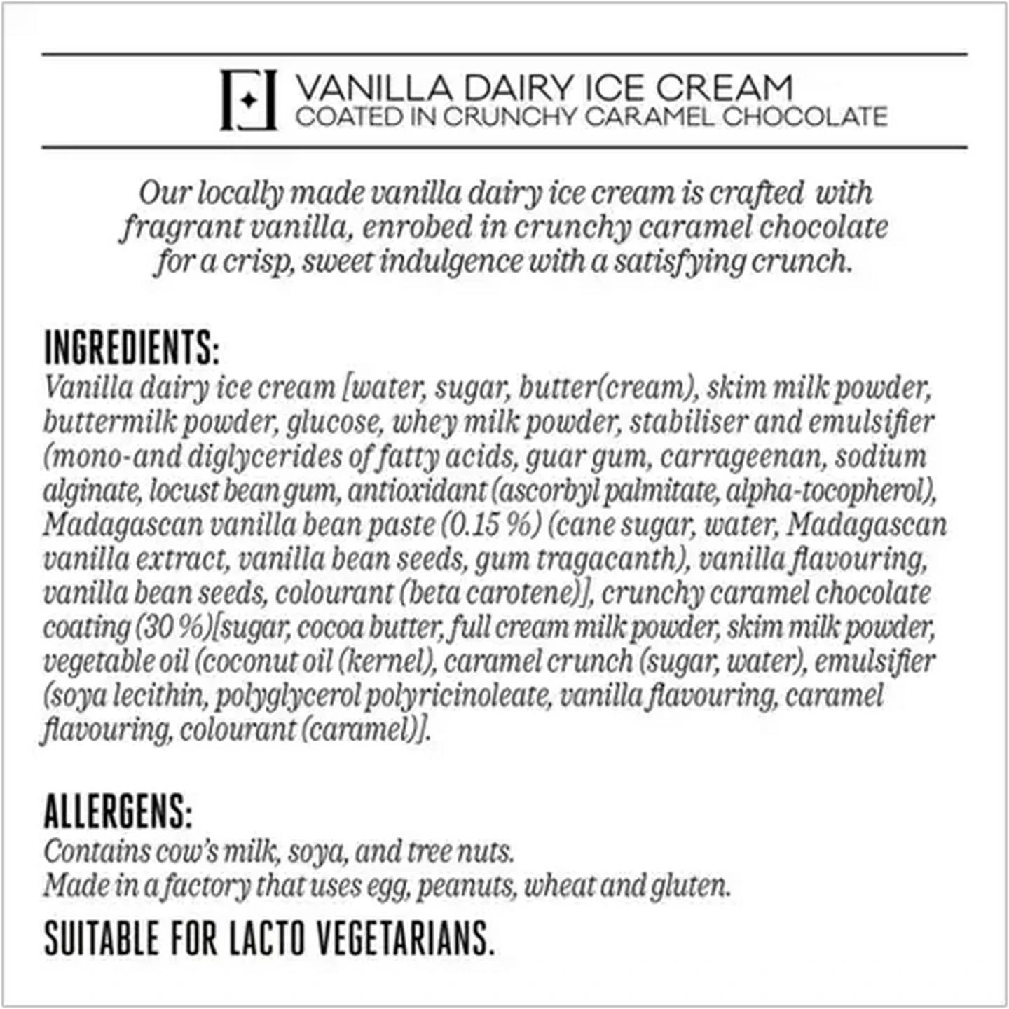 Image of Forage And Feast Vanilla Dairy Ice Cream Coated in Crunchy Caramel Chocolate 5 x 60ml 