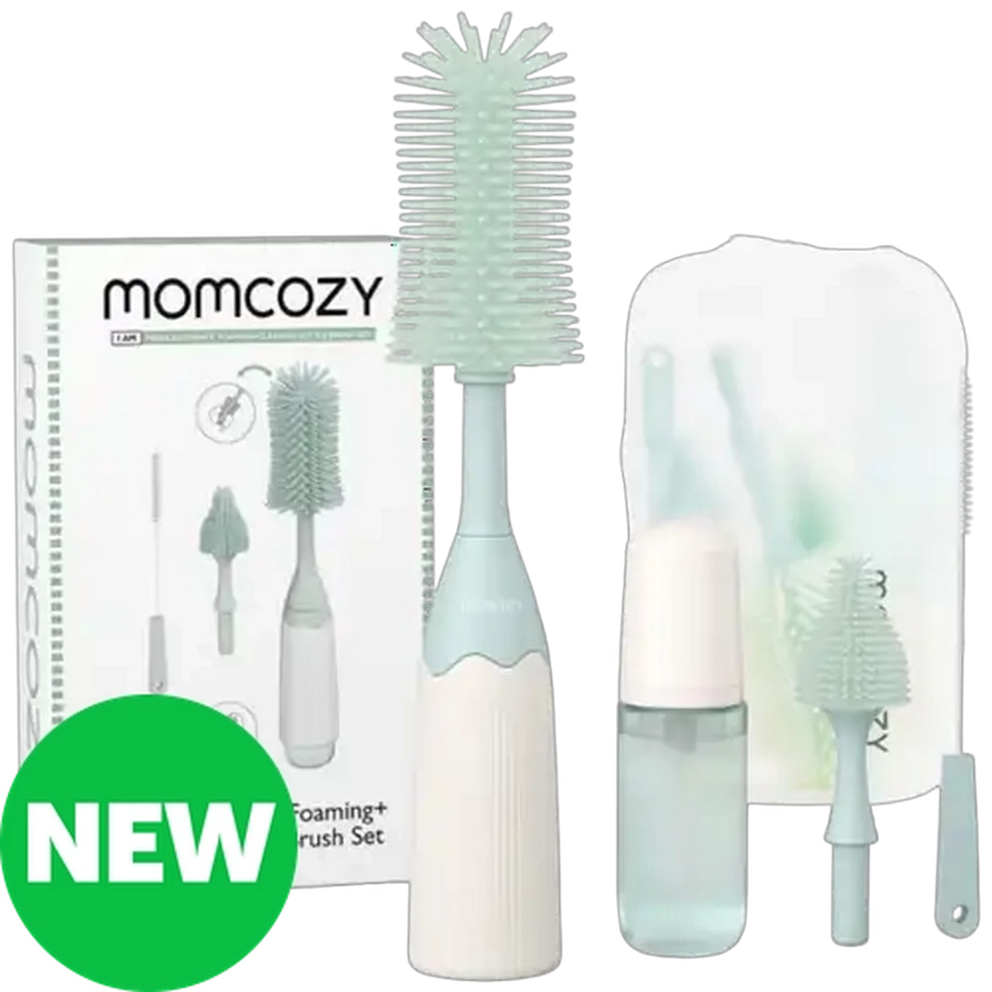 Image of Momcozy Green Push-Press Foam Bottle Brush Cleaning Kit