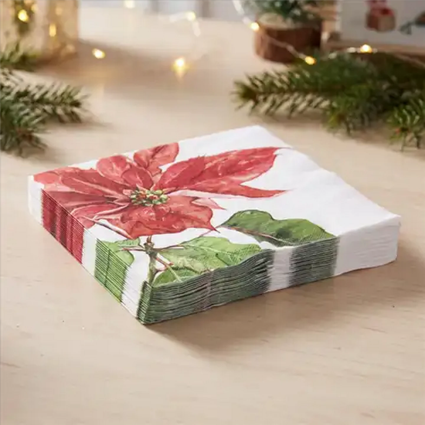 Image of Atelier Poinsettia Rouge Christmas Napkins 3-Ply 33 x 33cm 20-Pack