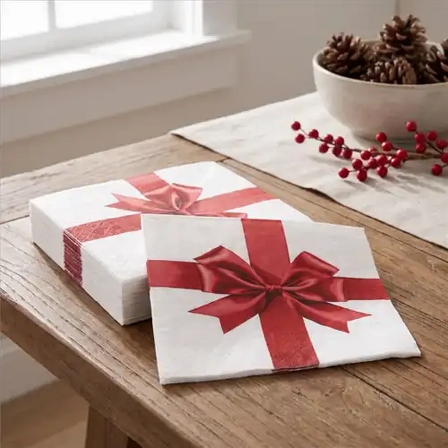 Image of Atelier Big Bow Christmas Napkins 3-Ply 33 x 33cm 20-Pack