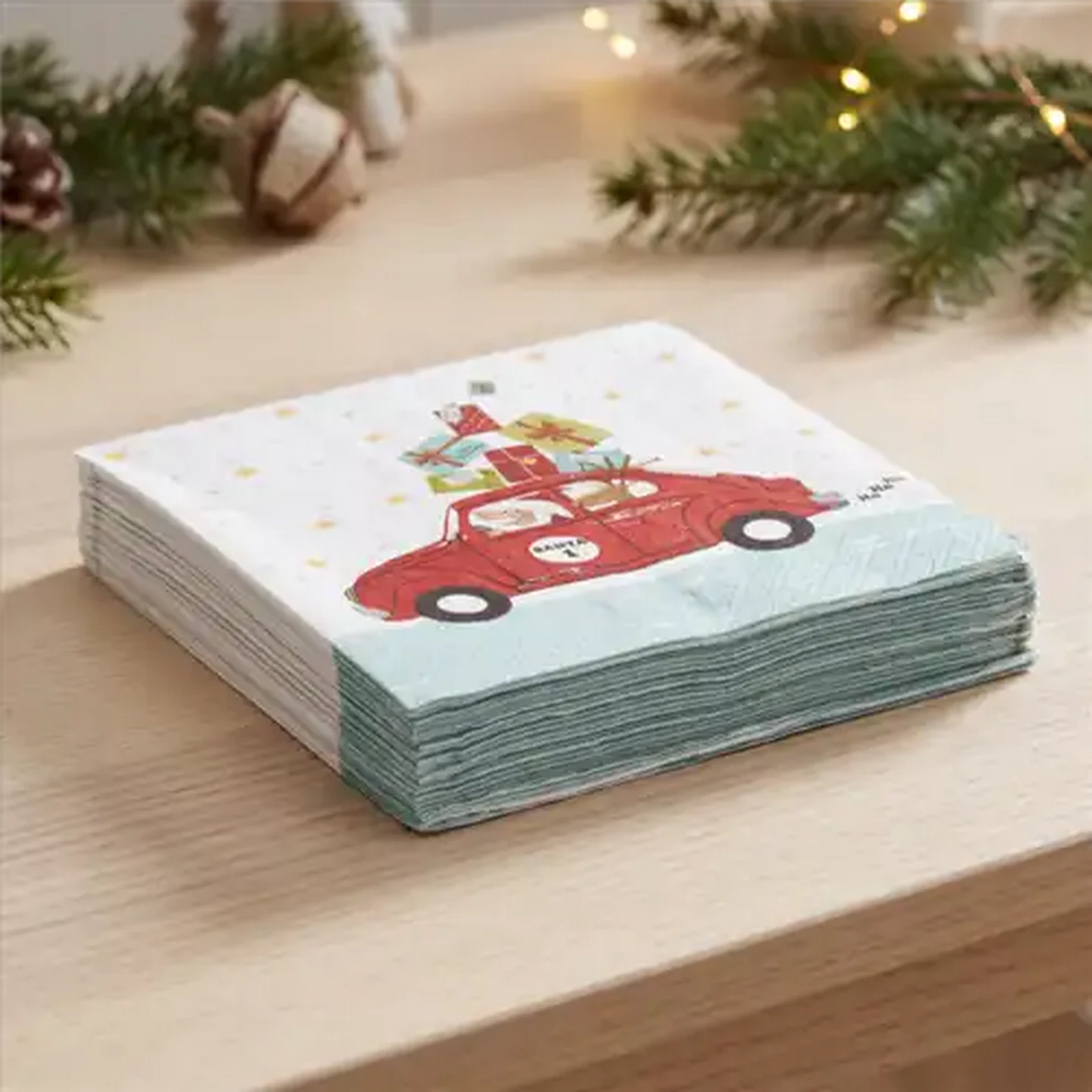Image of Atelier Santa's Car Christmas Napkins 3-Ply 33 x 33cm 20-Pack
