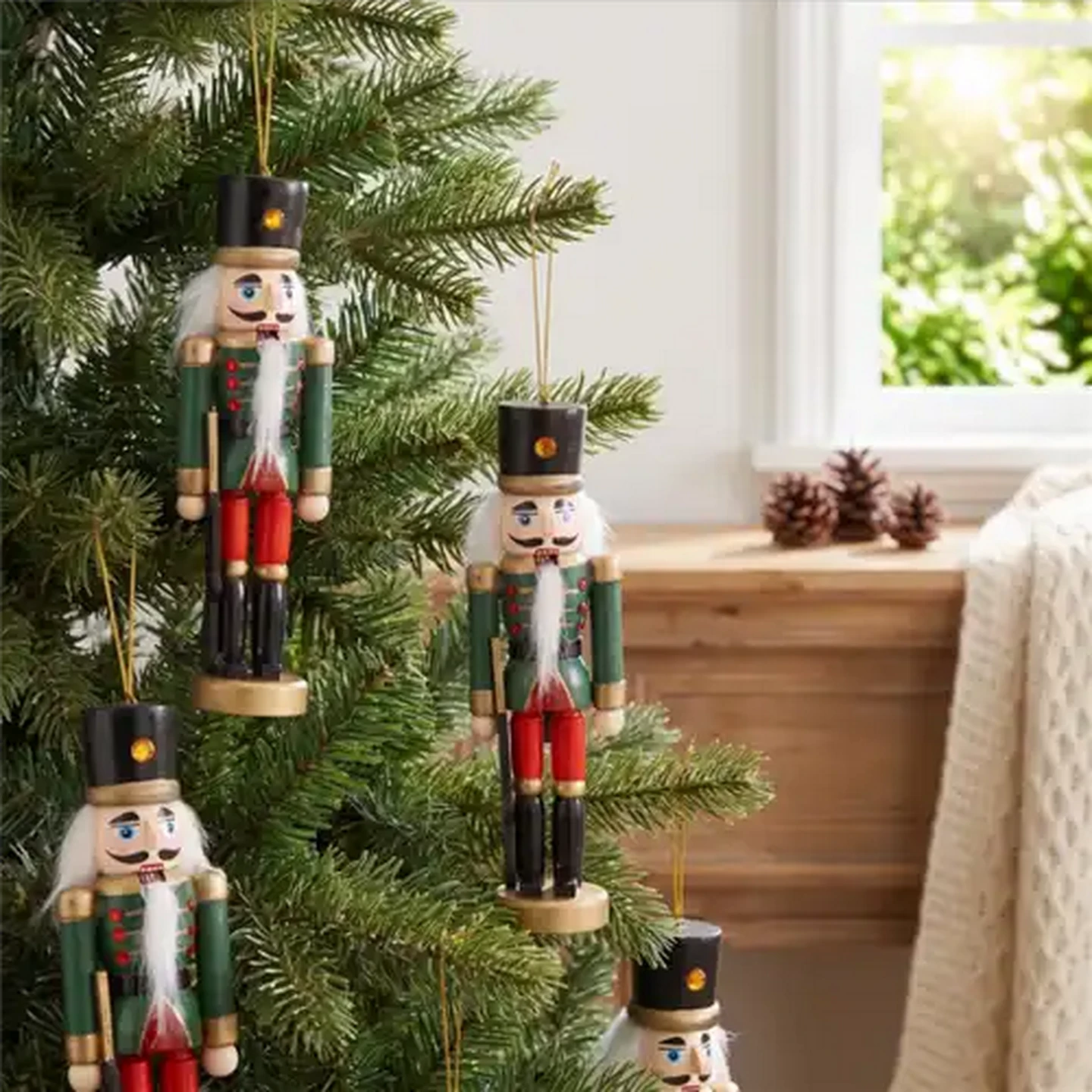 Image of Santa's Choice Wood Nutcracker Christmas Tree Decoration 15cm